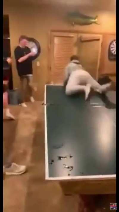 A normal game of beer pong