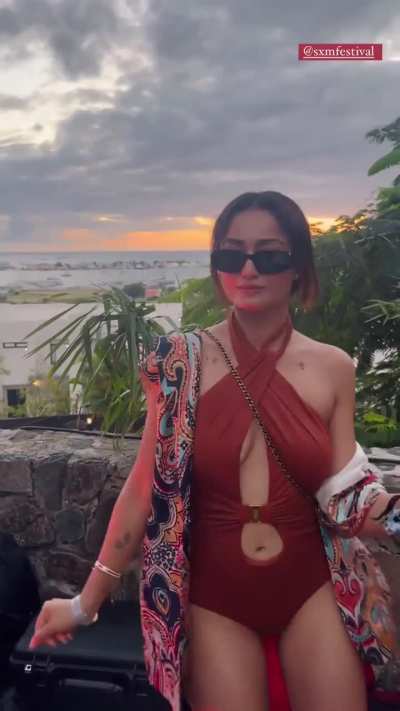 Tridha vibing to music