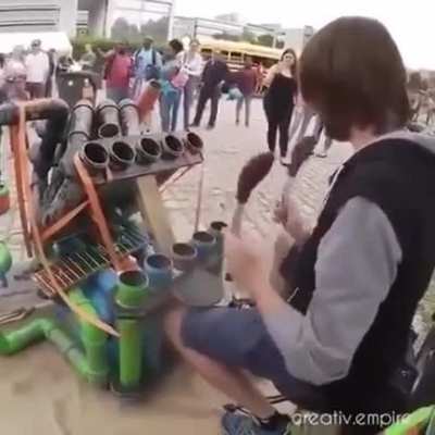 Man beats his pipe in public