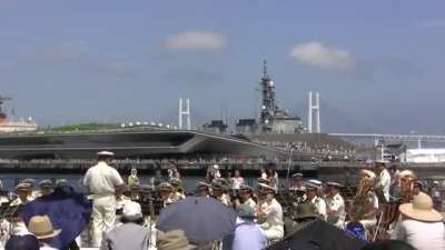 A Japanese Coast Guard band playing the Evangelion OP