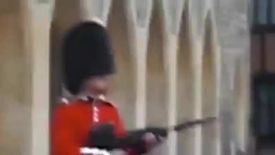 Don't mess with the Queen's guard.