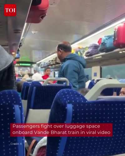Two passengers in a heated fight on a Vande Bharat train over luggage space, Police personnel had to step in 