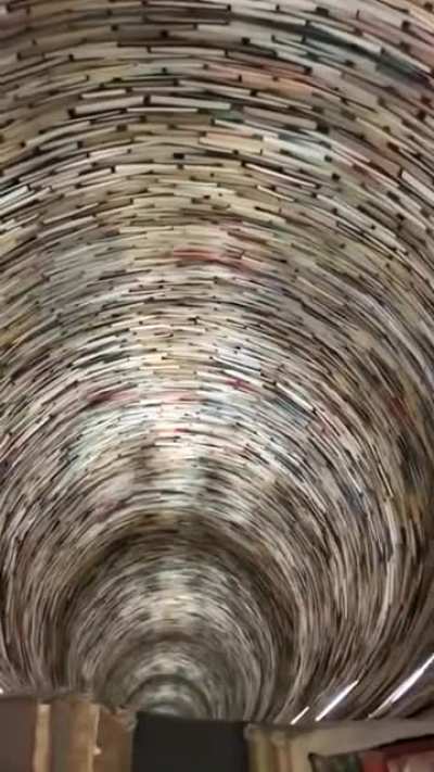 This infinite book tower in Prague. There's a mirror on the bottom and the top of it. It's supposed to represent the infinity of learning.