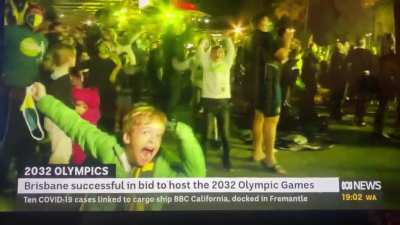 This little dude gets rather excited with Australia winning the bid for the 2032 olympics.