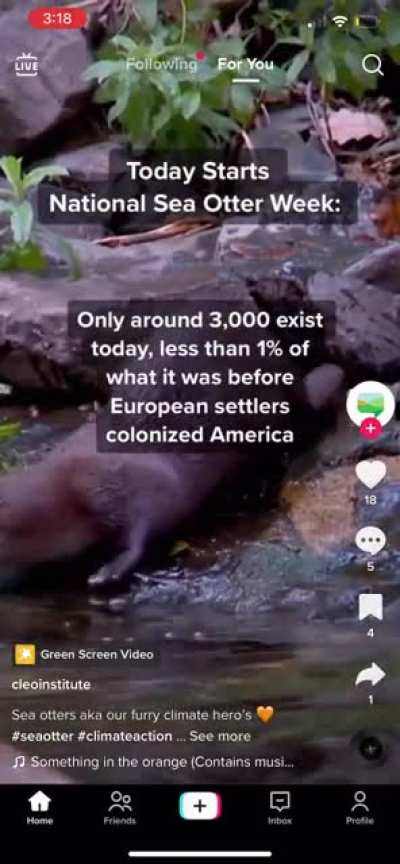 Nonprofit posts about sea otter awareness week, uses videos of river otters