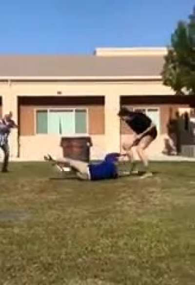 Whoever touches the trash can first loses.