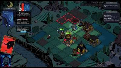 Our deckbuilder inspired by Into the Breach is  finally playable, and we would love for you to try it!