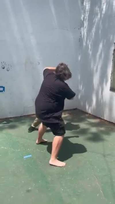 Me (black shorts), about 2 hours ago, khaki pants was talking shit, said he wanted to grid 🤷‍♂️