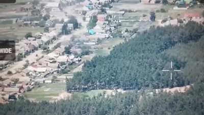 Russian Freedom Legion/Russian Volunteer Corps using artillery against Russian military armor and positions in a neighborhood in Shebekino, Russia (June 1, 2023)