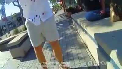 Karen throws coffee at dude not wearing a mask (he was eating) and gets her Ken boyfriends @$$ kicked! LOL! Cops show up.