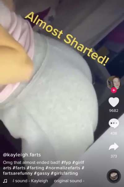 Girl almost shits herself while farting for a TikTok