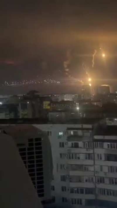 Footage of Russian anti-air and small arms firing at Ukrainian drones during an attack on the Russian port of Novorossiysk (May 23, 2026)