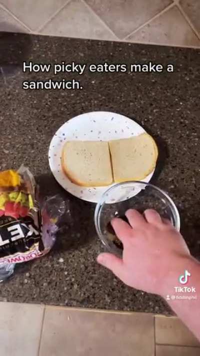 How picky eaters make a sandwich.