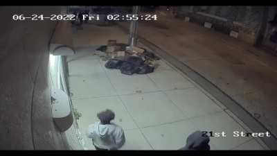A group of teenagers beat an elderly man to death with a traffic cone while laughing.