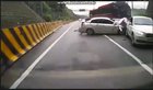 Bus rams multiple cars
