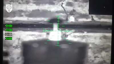An abandoned BTR-82AT is destroyed by drone drop munitions near Andriivka, Bakhmut [Published 14/04/2024]