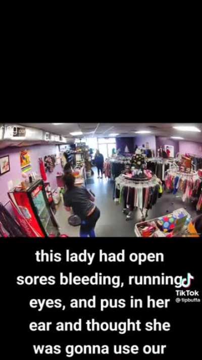 to poop in a stores trash can