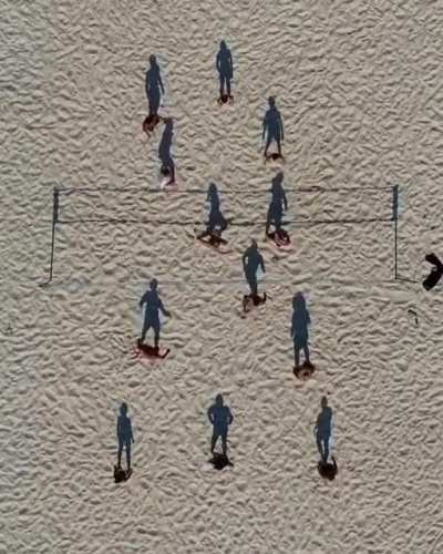 Volleyball during sunset. (Top view)
