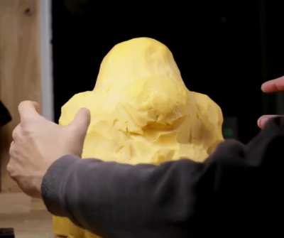 Wallace sculpted from a 40lb block of sharp cheddar