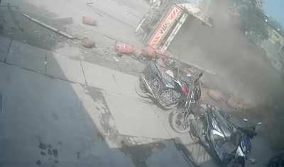 Luckily no gas cylinder was burst.