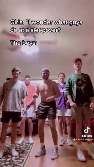 Wonder what guys do at a sleepover?