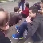 Man screaming progressively louder at people