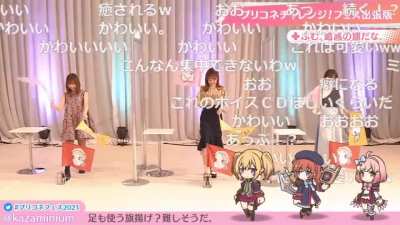 Konomi Kohara directing a flag-raising game using her cute voice