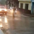 Showering in the street