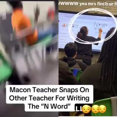 Teacher writes the N word on other teacher's projector screen