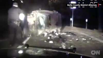 Cop shoots suspect escaping crashed car