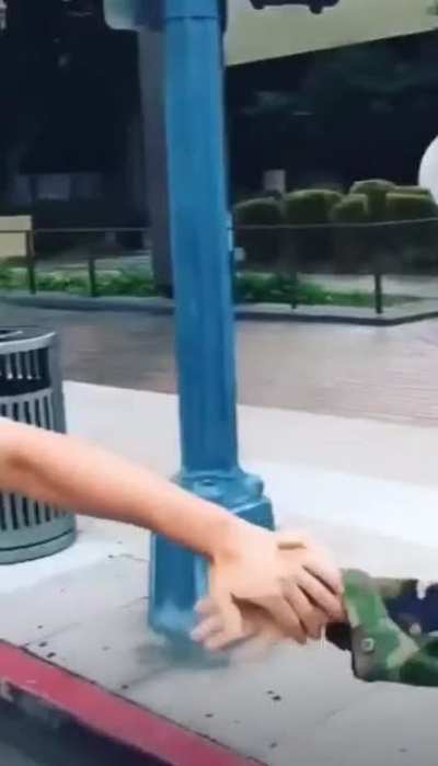 When he realizes who it is