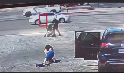 Fat Mother Falls and She Can't Get Up As Her Baby & Stroller Glides Towards A Busy Street
