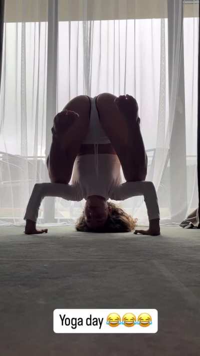Rear View of a Yoga Headstand in Tiny White Bottoms (Yana Panda Clip)
