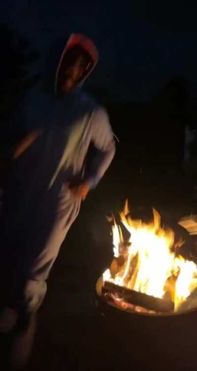 Circling the fire like cavemen