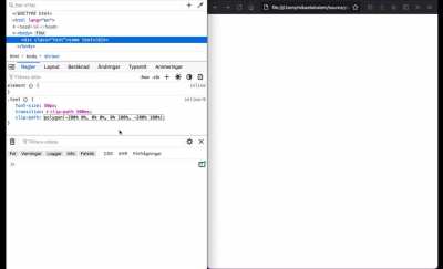 2min video on how to create a skewed text appear animation with HTML, CSS, and the Firefox path editor from scratch.