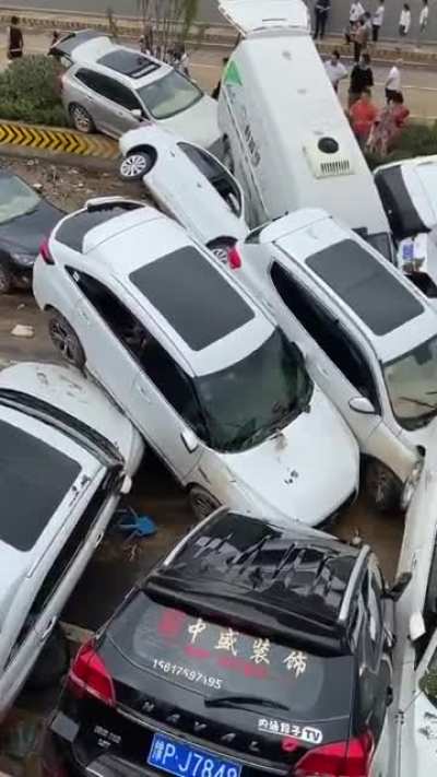 Aftermath of worst floods in China 2021. This is exit of a tunnel where thousands of people were trapped due to no information regarding severity of situation.