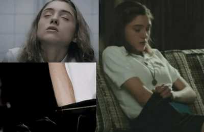Natalia Dyer cant resist touching herself