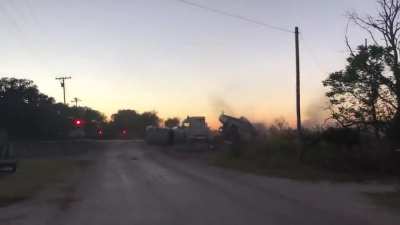 Train hits truck