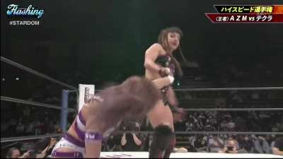 [Stardom Flashing Champions Spoilers] A hard hitting sequence from AZM (c) vs Thekla for the High Speed Championship