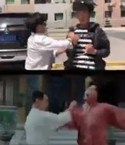 Dudes trying to re-enact scenes from action film