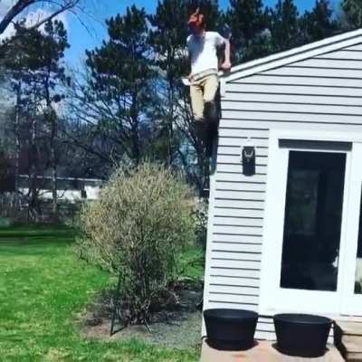 Casually jumping off the roof