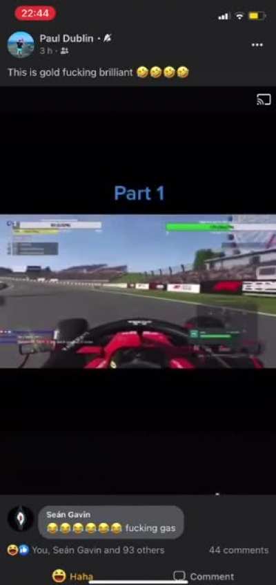 Two lads have an incredibly dramatic argument when playing F1 game.