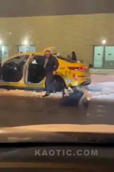Woman kicks a cab