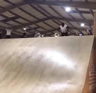 at landing on his wheels