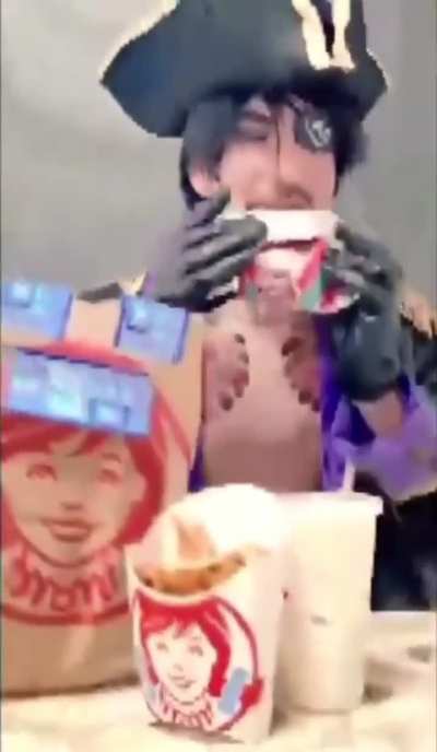 Pirate Majima reviews the Krabby Patty meal from Wendy’s 