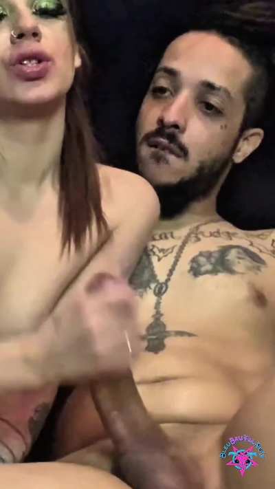 GIVING HIM A NICE HANDJOB … BEING SLUTTY & STROKING HIS BIG MEAT