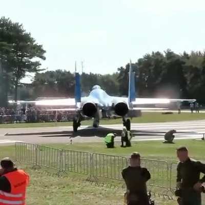 The jet blast from a SU-27