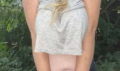 Huge braless boobs bouncing