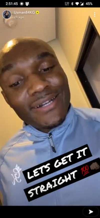 Kamaru Usman clarifies his Snapchat story