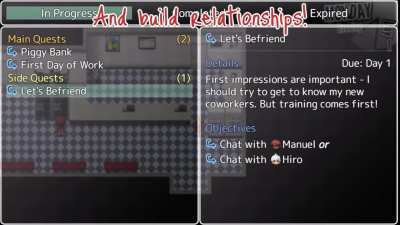 I'm making a Stardew-inspired cozy comedy RPG + dating sim but instead of working on a farm you work at a pizzeria! [Mod-approved]